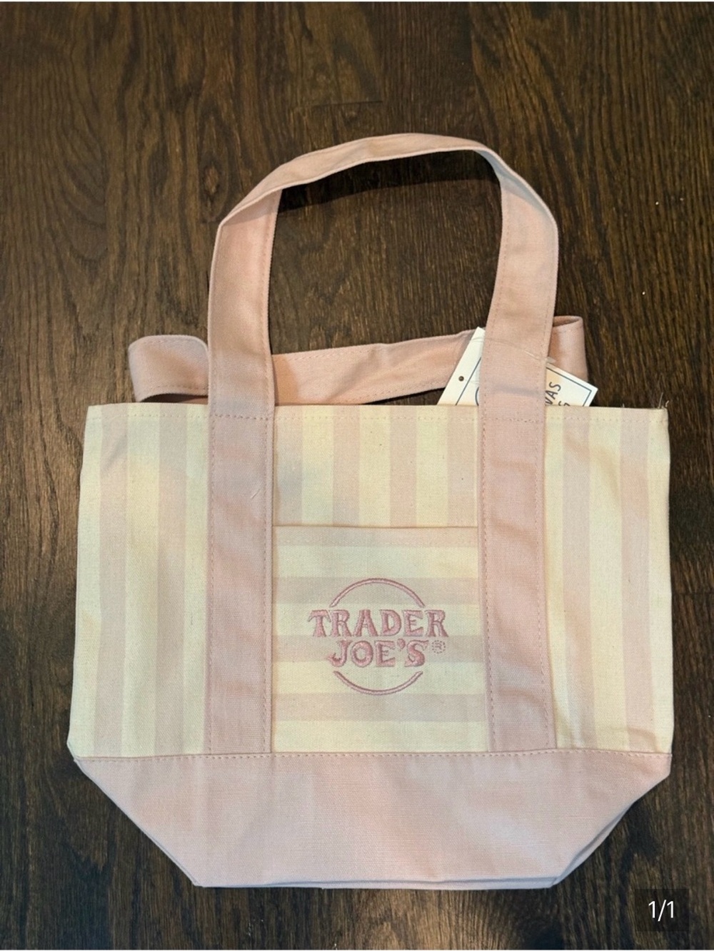 TJ’s Pink Stripe Canvas Tote Bag